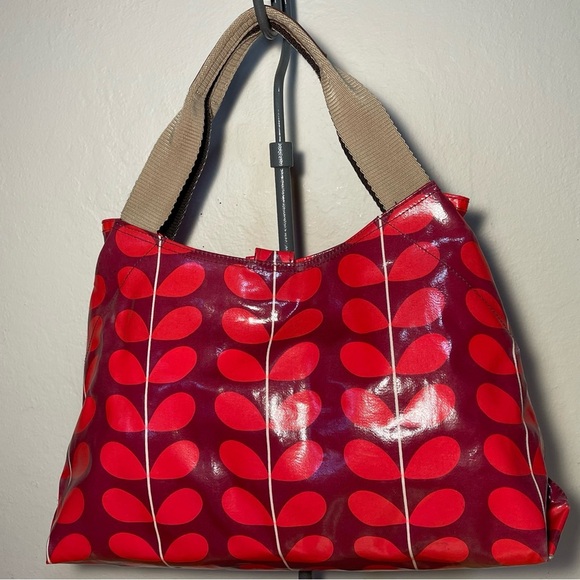 Orla Kiely Stem Print Bag Color Pink/Violet Vinyl Coating - Picture 1 of 13